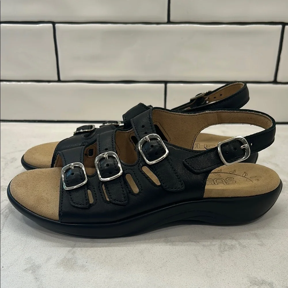 SAS Women's Mystic Black Sandals Size 6.5 N